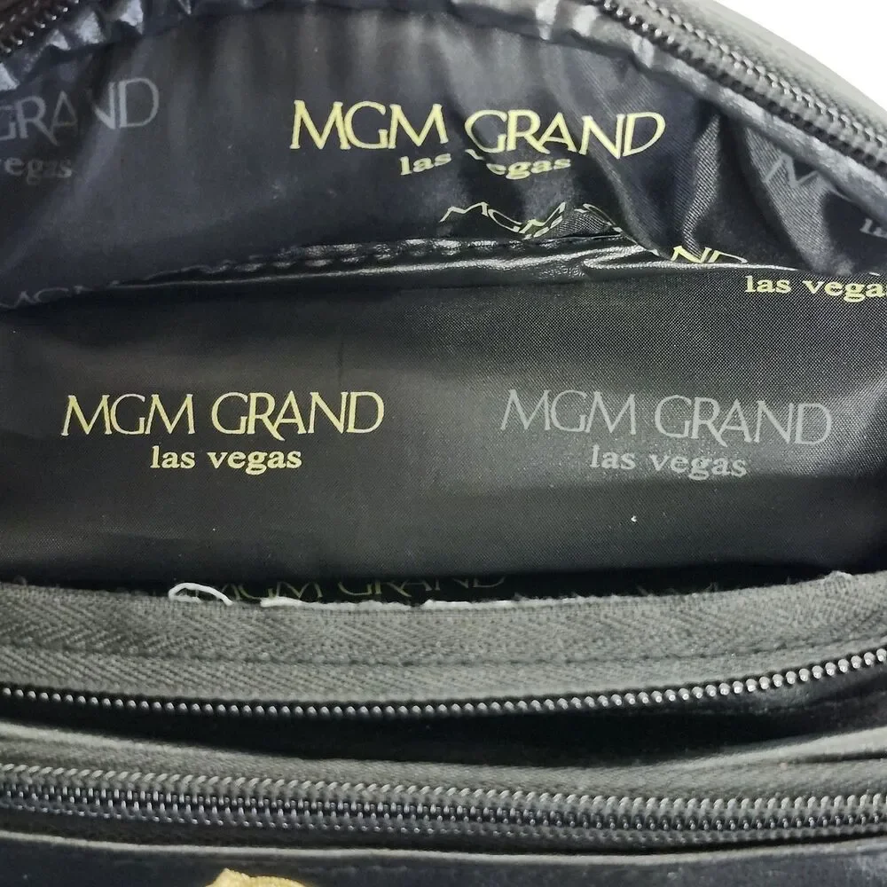 MGM Grand Las Vegas Fanny Pack Black Gold Lion Logo Waist Bag Casino Travel